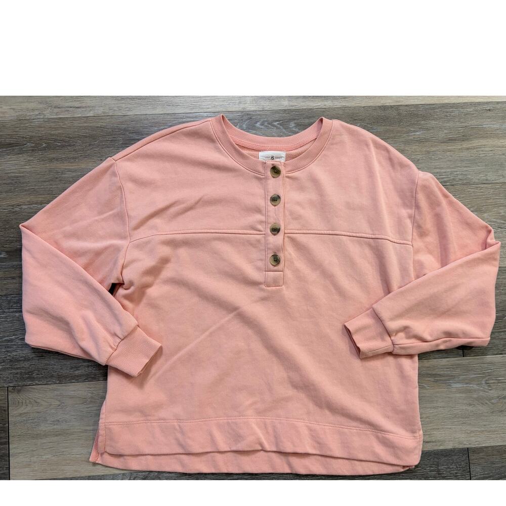 Lou And Grey Blush Henley Sweatshirt Small Soft Lounge Minimalist Cozy Top